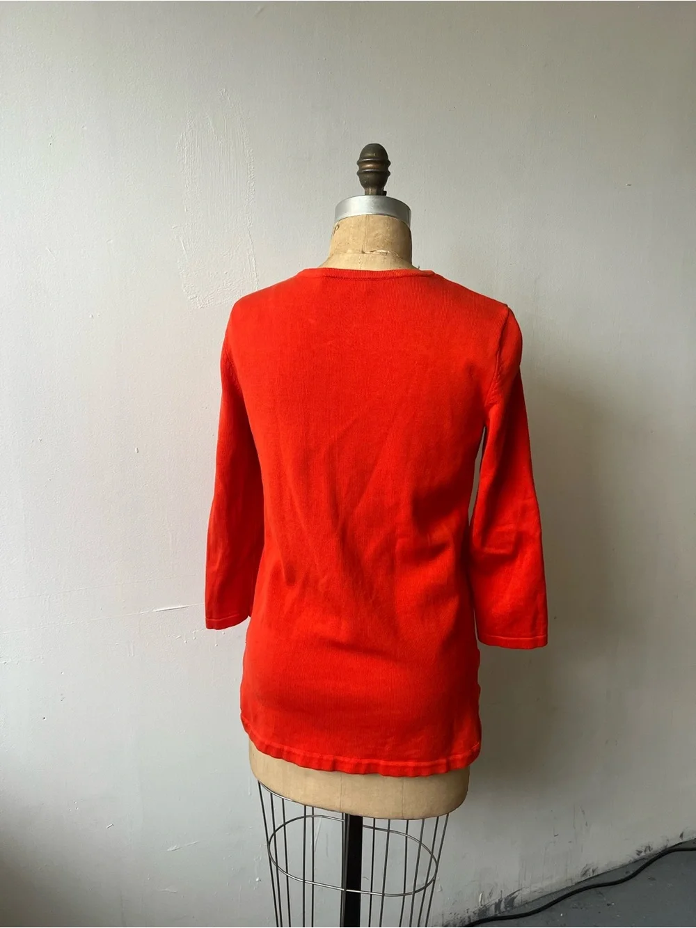 Tory Burch Bright Orange Keyhole Long Sleeve Top